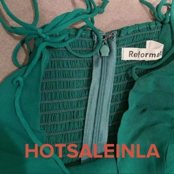 Reformation Juliette Dress in Emerald *NEW* - Picture 5 of 6